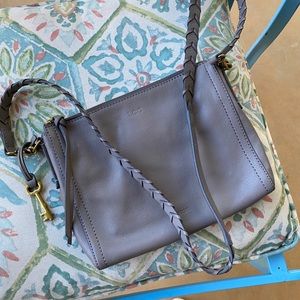 Grey Leather Crossbody